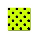 Polka Dots - Black on Fluorescent Yellow Magnet (Square)