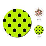 Polka Dots - Black on Fluorescent Yellow Playing Cards (Round)