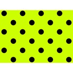 Polka Dots - Black on Fluorescent Yellow Birthday Cake 3D Greeting Card (7x5)