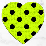 Polka Dots - Black on Fluorescent Yellow Jigsaw Puzzle (Heart)