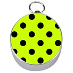 Polka Dots - Black on Fluorescent Yellow Silver Compass