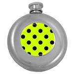 Polka Dots - Black on Fluorescent Yellow Hip Flask (5 oz)