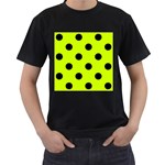 Polka Dots - Black on Fluorescent Yellow Men s T-Shirt (Black)