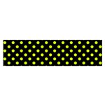 Polka Dots - Fluorescent Yellow on Black Satin Scarf (Oblong)