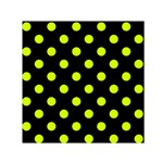 Polka Dots - Fluorescent Yellow on Black Small Satin Scarf  (Square)