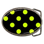 Polka Dots - Fluorescent Yellow on Black Belt Buckle