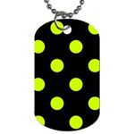 Polka Dots - Fluorescent Yellow on Black Dog Tag (Two Sides)