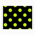 Polka Dots - Fluorescent Yellow on Black Large Glasses Cloth (2 Sides)