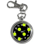 Polka Dots - Fluorescent Yellow on Black Key Chain Watch