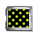Polka Dots - Fluorescent Yellow on Black Mega Link Italian Charm (18mm)