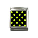 Polka Dots - Fluorescent Yellow on Black Italian Charm (13mm)