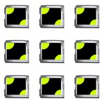 Polka Dots - Fluorescent Yellow on Black Mega Link Italian Charm (9 pack)