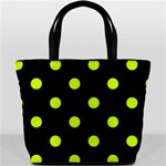 Polka Dots - Fluorescent Yellow on Black Bucket Bag