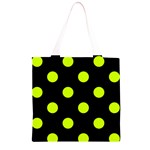 Polka Dots - Fluorescent Yellow on Black Grocery Light Tote Bag