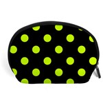 Polka Dots - Fluorescent Yellow on Black Accessory Pouch (Large)