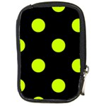 Polka Dots - Fluorescent Yellow on Black Compact Camera Leather Case