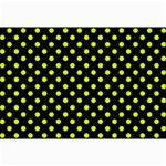 Polka Dots - Fluorescent Yellow on Black Collage 12  x 18 