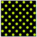 Polka Dots - Fluorescent Yellow on Black Canvas 20  x 20 