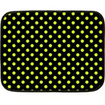 Polka Dots - Fluorescent Yellow on Black Double Sided Fleece Blanket (Mini)