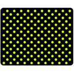 Polka Dots - Fluorescent Yellow on Black Fleece Blanket (Medium) (One Side)