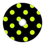 Polka Dots - Fluorescent Yellow on Black CD Wall Clock