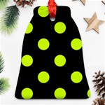 Polka Dots - Fluorescent Yellow on Black Bell Ornament (Two Sides)