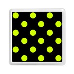 Polka Dots - Fluorescent Yellow on Black Memory Card Reader with Storage (Square)