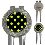 Polka Dots - Fluorescent Yellow on Black 3-in-1 Golf Divot