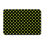 Polka Dots - Fluorescent Yellow on Black Small Doormat
