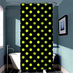 Polka Dots - Fluorescent Yellow on Black Shower Curtain 36  x 72  (Stall)