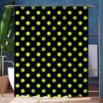 Polka Dots - Fluorescent Yellow on Black Shower Curtain 60  x 72  (Medium)