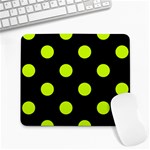 Polka Dots - Fluorescent Yellow on Black Large Mousepad