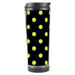 Polka Dots - Fluorescent Yellow on Black Travel Tumbler