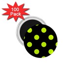 Polka Dots - Fluorescent Yellow on Black 1.75  Magnet (100 pack)