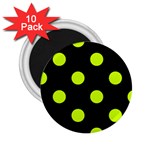 Polka Dots - Fluorescent Yellow on Black 2.25  Magnet (10 pack)