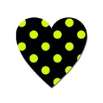 Polka Dots - Fluorescent Yellow on Black Magnet (Heart)