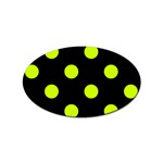 Polka Dots - Fluorescent Yellow on Black Sticker Oval (10 pack)