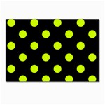 Polka Dots - Fluorescent Yellow on Black Postcard 4  x 6 