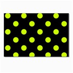 Polka Dots - Fluorescent Yellow on Black Postcard 5  x 7 