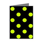 Polka Dots - Fluorescent Yellow on Black Mini Greeting Card
