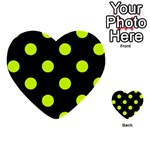 Polka Dots - Fluorescent Yellow on Black Multi-purpose Cards (Heart)