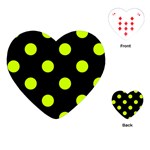 Polka Dots - Fluorescent Yellow on Black Playing Cards (Heart)