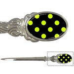 Polka Dots - Fluorescent Yellow on Black Letter Opener