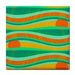 Green and orange decorative design Tile Coasters