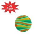 Green and orange decorative design 1  Mini Magnets (100 pack) 