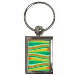Green and orange decorative design Key Chains (Rectangle) 