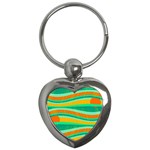 Green and orange decorative design Key Chains (Heart) 