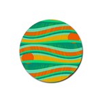 Green and orange decorative design Rubber Round Coaster (4 pack) 