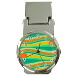 Green and orange decorative design Money Clip Watches