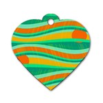 Green and orange decorative design Dog Tag Heart (Two Sides)